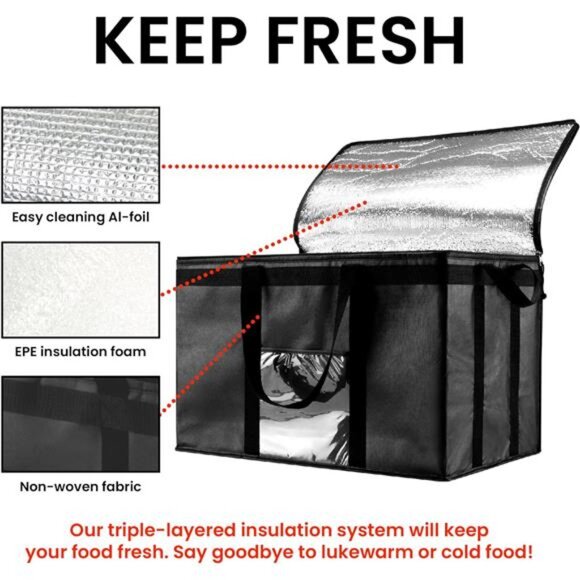 3XL Insulated Cooler Bag and Food Warmer for Delivery & Grocery Shopping - Picture 3 of 8